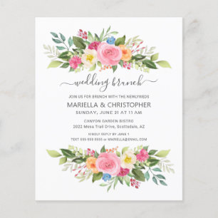 Prospectus 11,4 Cm X 14,2 Cm Mariage de poste Brunch Aquarelle Rose Jardin 
