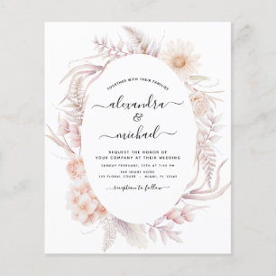 Prospectus 11,4 Cm X 14,2 Cm Mariage Désertique Bohème Chic à Petit Budget Rose