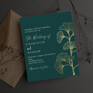 Prospectus 11,4 Cm X 14,2 Cm Mariage émeraude vert ginkgo invitation budgétaire