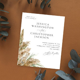 Prospectus 11,4 Cm X 14,2 Cm Mariage en herbe de plage Boho Pampas budget