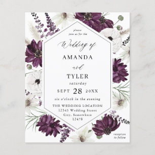 Prospectus 11,4 Cm X 14,2 Cm Mariage Fleuris Violet et Blanc à petit budget