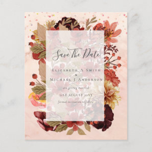 Prospectus 11,4 Cm X 14,2 Cm Mariage Floral Automnal - Burgundy Orange BUDGET