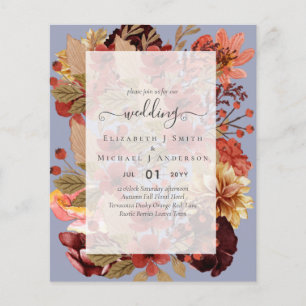 Prospectus 11,4 Cm X 14,2 Cm Mariage Floral Automne - BUDGET Orange Bourgogne