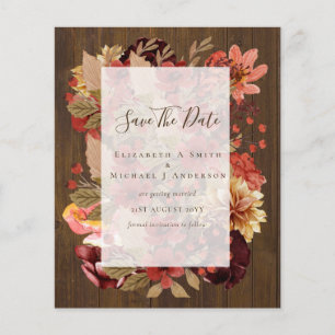Prospectus 11,4 Cm X 14,2 Cm Mariage Floral d'Automne - BUDGET Bordeaux Orange