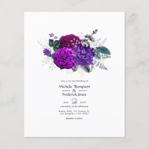 Prospectus 11,4 Cm X 14,2 Cm Mariage floral royal violet et argent vintage