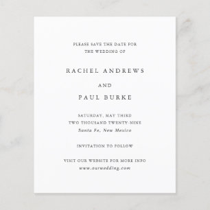 Prospectus 11,4 Cm X 14,2 Cm Mariage Formel Classique et Intemporel Enregistrer
