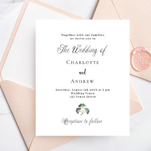 Prospectus 11,4 Cm X 14,2 Cm Mariage greenery ginkgo feuille budget invitation