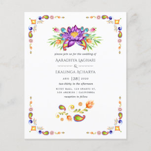Prospectus 11,4 Cm X 14,2 Cm Mariage indien floral paisley tendance