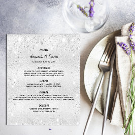 Prospectus 11,4 Cm X 14,2 Cm Mariage Menu argent parties scintillant métallique