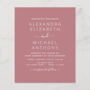 Prospectus 11,4 Cm X 14,2 Cm Mariage pas cher Dusty Rose avec invitation photo