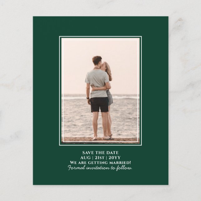 Prospectus 11,4 Cm X 14,2 Cm MARIAGE photo BUDGET Enregistrer la date Emerald G (Devant)