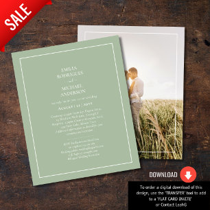 Prospectus 11,4 Cm X 14,2 Cm MARIAGE photo BUDGET Monochrome Sage vert