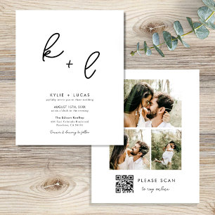 Prospectus 11,4 Cm X 14,2 Cm Mariage photo de code Qr minimaliste du budget