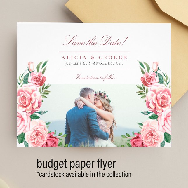 Prospectus 11,4 Cm X 14,2 Cm Mariage photo rose à budget vif enregistrer la dat (Créateur téléchargé)