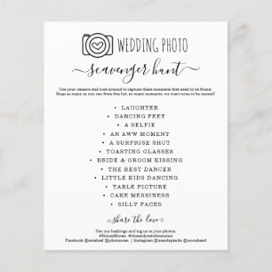 Prospectus 11,4 Cm X 14,2 Cm Mariage Photo Scavenger Hunt I Spy Game Flyer