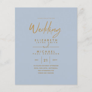 Prospectus 11,4 Cm X 14,2 Cm Meilleur budget Dusty Blue Gold Simple Mariage Fly