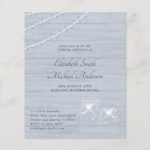 Prospectus 11,4 Cm X 14,2 Cm MEILLEUR PRIX Dusty Bleu Rustique Mason Jar Mariag