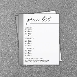 Prospectus 11,4 Cm X 14,2 Cm Menu de beauté minimaliste avec ligne argentée fau