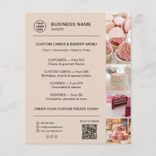 Prospectus 11,4 Cm X 14,2 Cm Menu de boulangerie Code QR de logo personnalisé M