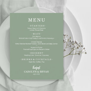 Prospectus 11,4 Cm X 14,2 Cm Menu de mariage simple vert sauge Sage