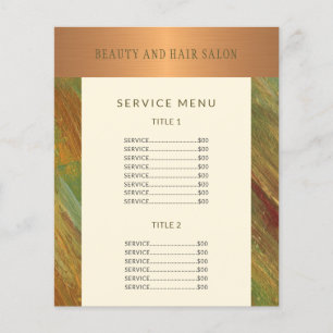 Prospectus 11,4 Cm X 14,2 Cm Menu de services de salon de beauté moderne promot