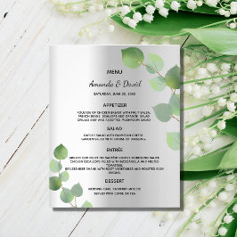 Prospectus 11,4 Cm X 14,2 Cm Menu mariage argent eucalyptus budget vert