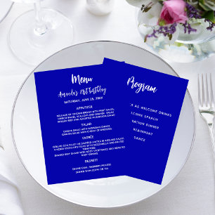 Prospectus 11,4 Cm X 14,2 Cm Menu programme budget blanc bleu royal