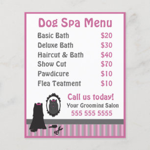 Prospectus 11,4 Cm X 14,2 Cm Menu Spa Cute Rose Chien Grooming