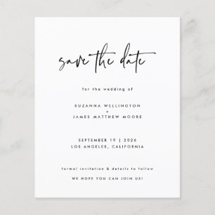 Prospectus 11,4 Cm X 14,2 Cm Minimaliste calligraphie de mariage à budget noir 