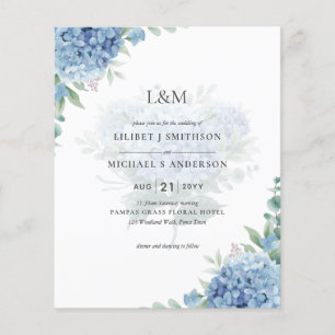 Prospectus 11,4 Cm X 14,2 Cm Moderne Blue Hydrangea Floral Faire-part de mariag