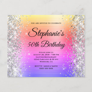 Prospectus 11,4 Cm X 14,2 Cm Monogramme de papier d'aluminium arc-en-ciel paill