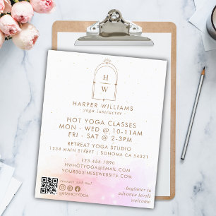 Prospectus 11,4 Cm X 14,2 Cm Monogramme rose céleste Yoga Instructeur QR Code