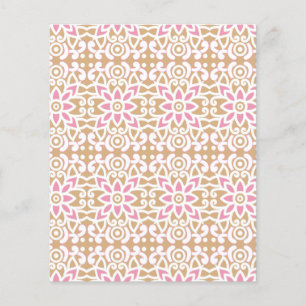 Prospectus 11,4 Cm X 14,2 Cm motif de fleurs rose et blanche sur un dos brun