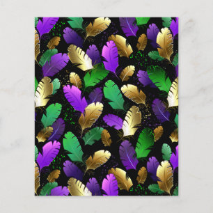 Prospectus 11,4 Cm X 14,2 Cm Motif sans couture avec des plumes de Mardi Gras