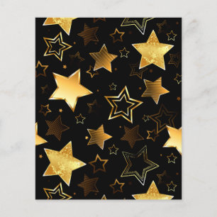 Prospectus 11,4 Cm X 14,2 Cm Motif sans couture avec étoiles d'or