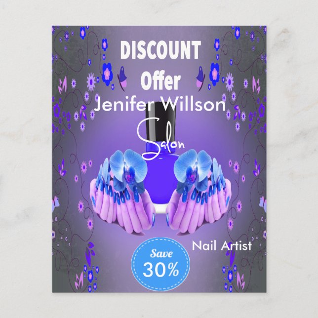 Prospectus 11,4 Cm X 14,2 Cm Nail Artist Salon (Devant)