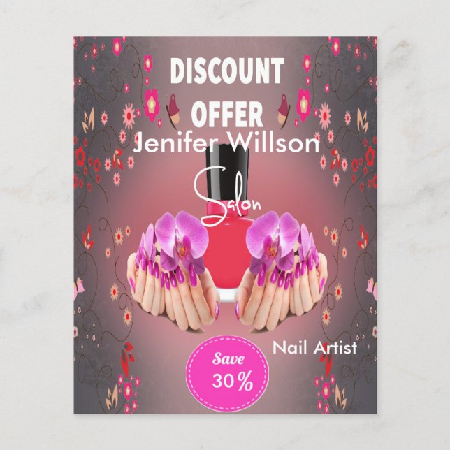 Prospectus 11,4 Cm X 14,2 Cm Nail Artist Salon (Devant)