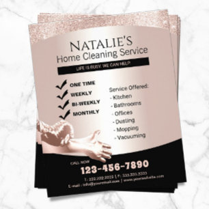 Prospectus 11,4 Cm X 14,2 Cm Nettoyage de la maison Service de ménage Rose mode
