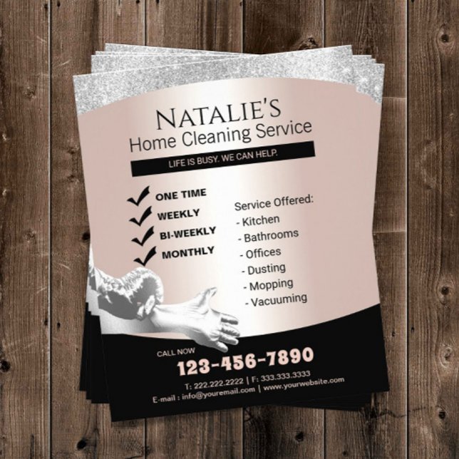 Prospectus 11,4 Cm X 14,2 Cm Nettoyage de la maison Service domestique Argent e (Créateur téléchargé)