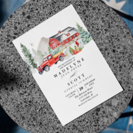 Prospectus 11,4 Cm X 14,2 Cm Noël hiver Grange neige Mariage campagnard Flyer