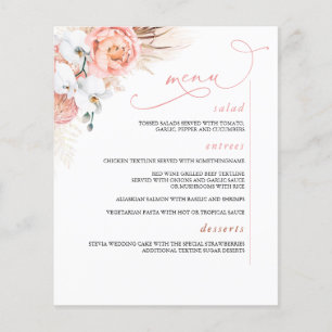 Prospectus 11,4 Cm X 14,2 Cm Pampas Grass Floral Botanique Rose Menu