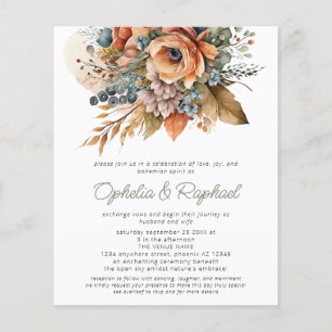 Prospectus 11,4 Cm X 14,2 Cm PAPER Boho Automne Florales Sage Bohemian Mariage