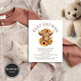 Prospectus 11,4 Cm X 14,2 Cm PAPER Highland Cow Sunflowers Baby shower