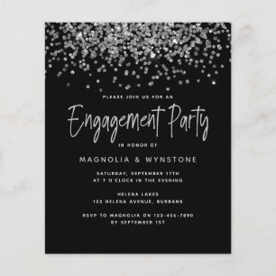 Prospectus 11,4 Cm X 14,2 Cm PAPER Parties scintillant en argent Invitation de 