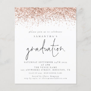 Prospectus 11,4 Cm X 14,2 Cm PAPER Rose Parties scintillant or Invitation de di