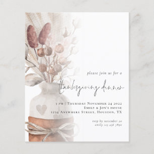 Prospectus 11,4 Cm X 14,2 Cm PAPER Rustique Pampas Grass Thanksgiving Invitatio