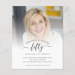 Prospectus 11,4 Cm X 14,2 Cm PAPER Script photo 50e Anniversaire Fête Invitatio