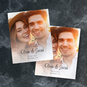 Prospectus 11,4 Cm X 14,2 Cm PAPER Simple Script Photo Wedding Enregistrer la d