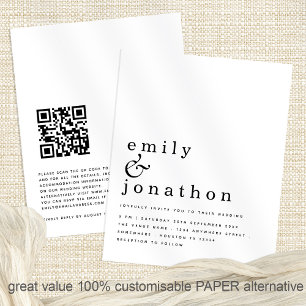 Prospectus 11,4 Cm X 14,2 Cm PAPER Texte simple Faire-part de mariage de code Q
