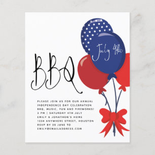 Prospectus 11,4 Cm X 14,2 Cm PAPIER Ballons rouges, blancs et bleus Invitatio